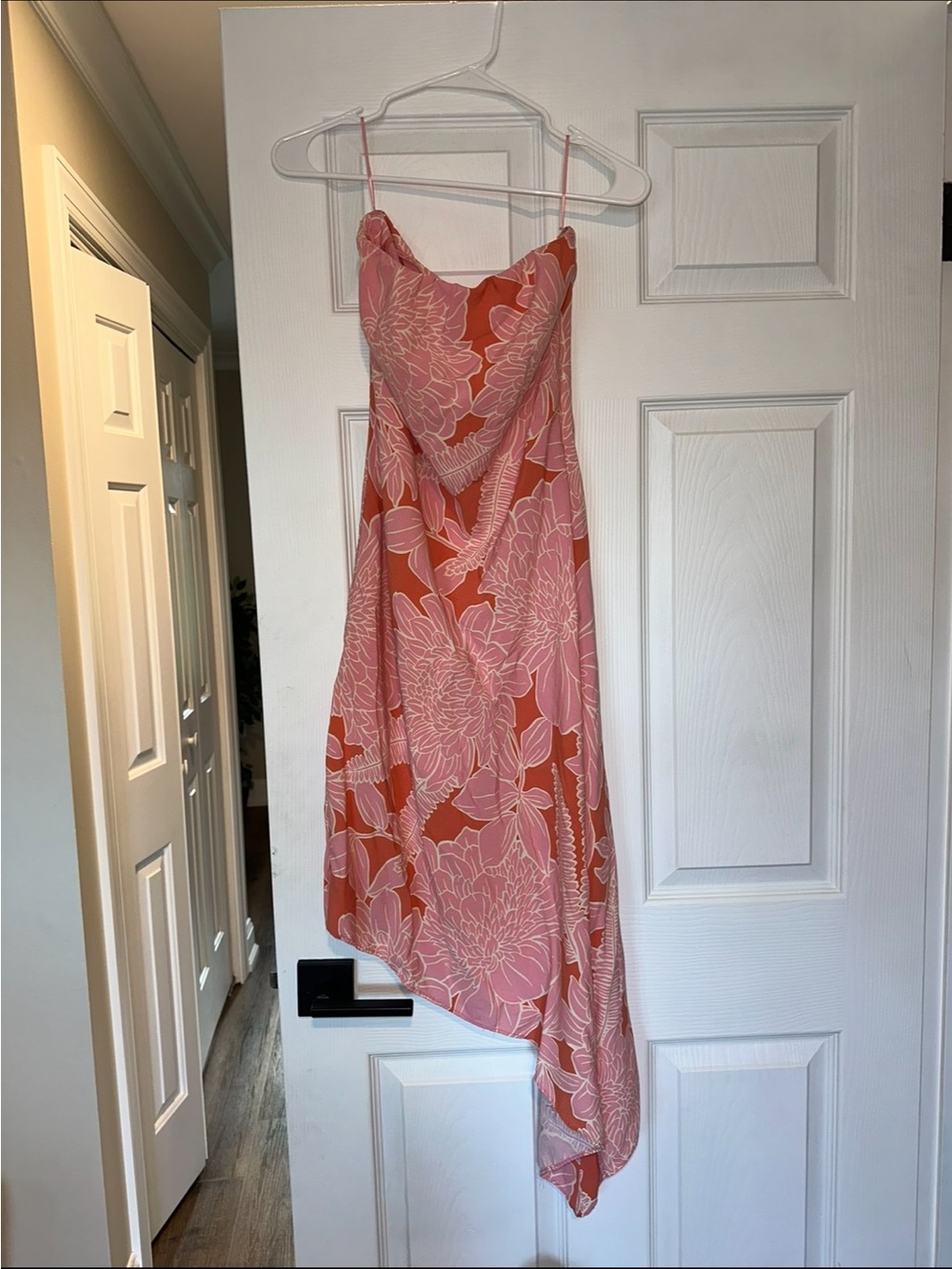 Olivaceous Pink/Orange Floral Strapless Dress